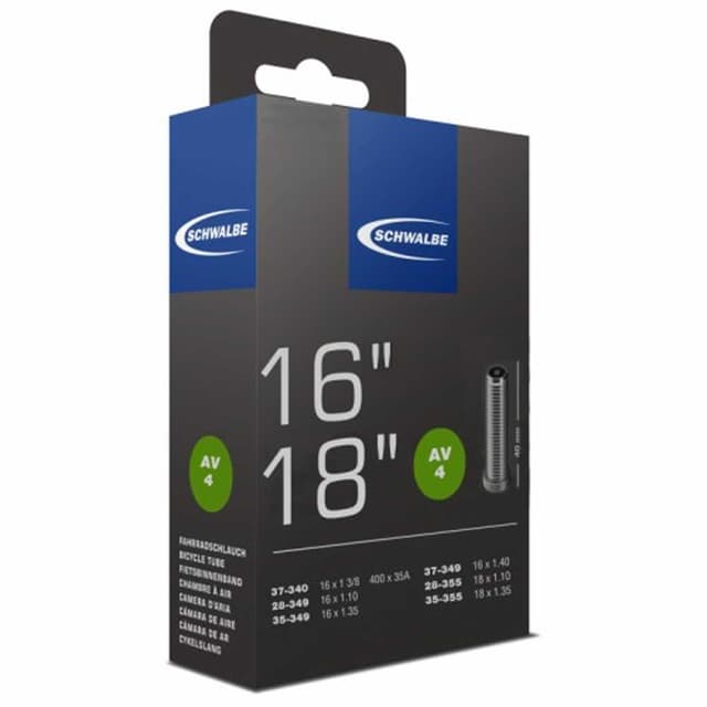 Schwalbe AV4 16-18" Inner Tube 16x1.10/1.40 18x1.10/1.35 Schrader 40mm - ETRTO 28/37-340/355