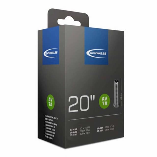 Schwalbe AV7A Inner Tube 20x1"1/8-1"3/8 (500A)  Schrader - ETRTO 28/37-438/451
