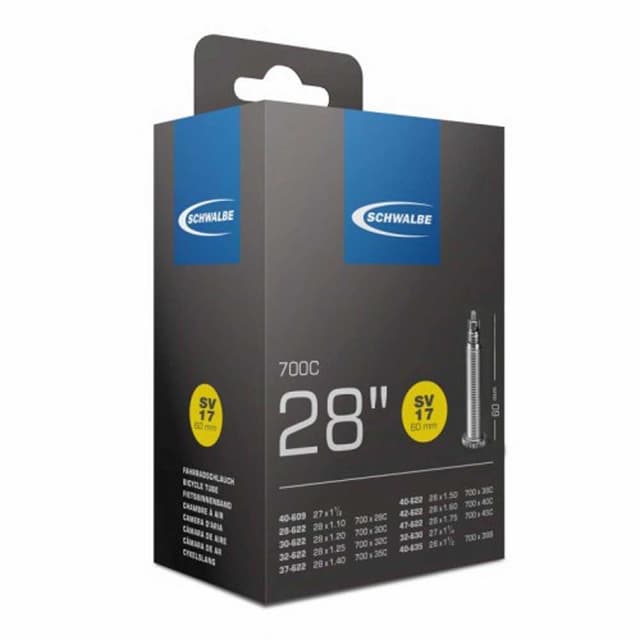 Schwalbe SV17 Extra Long Inner Tube 28" 700x28/45  Presta 60mm - ETRTO 28/47-609/635