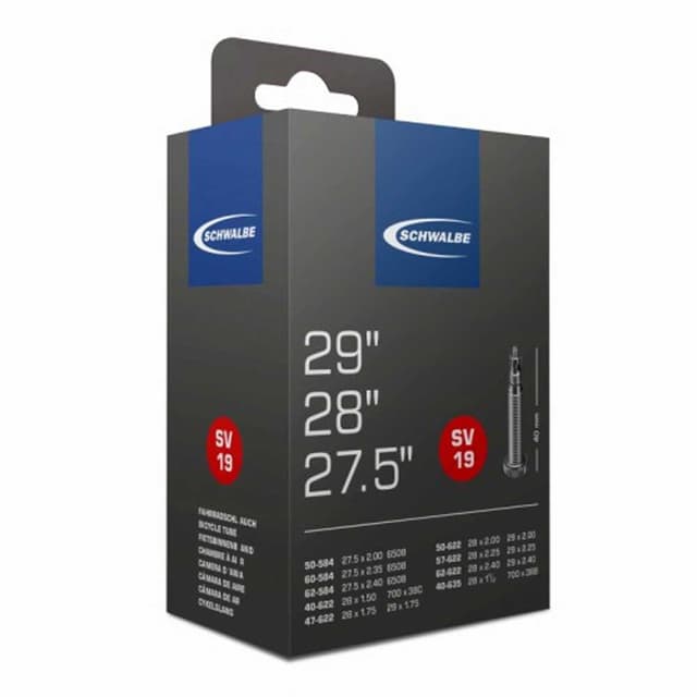 Schwalbe SV19 Inner Tube 27.5x2.00/2.40 28x1.50/2.25 29x2.00/2.40 650B MTB Presta 40mm - ETRTO 40/62-584/635