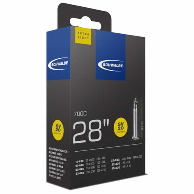 Schwalbe SV20 ExtraLight ExtraLong Inner Tube 28" 700x18/25 Presta 60mm - ETRTO 18/25-622/630