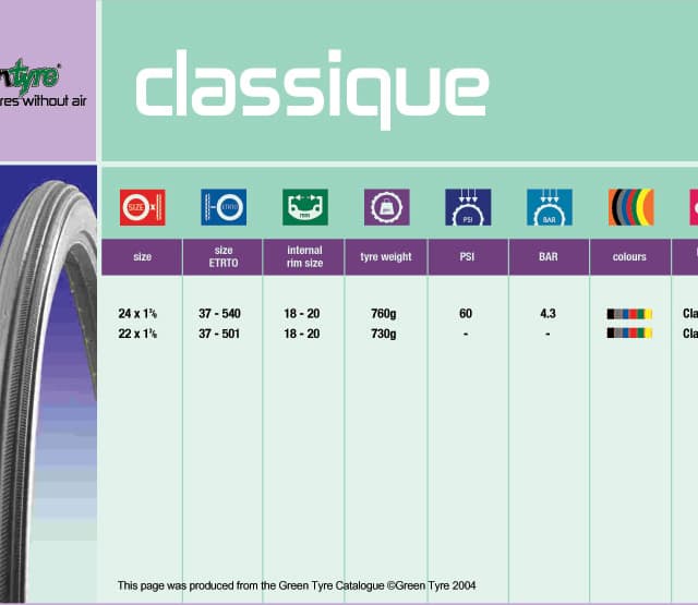 Greentyre Classique Solid Tyre 22x1 3/8 Grey - ETRTO 37-501