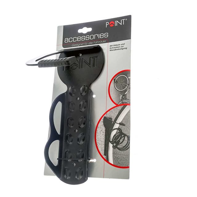 Point Bike Wall Support Hook on by Wheel Black