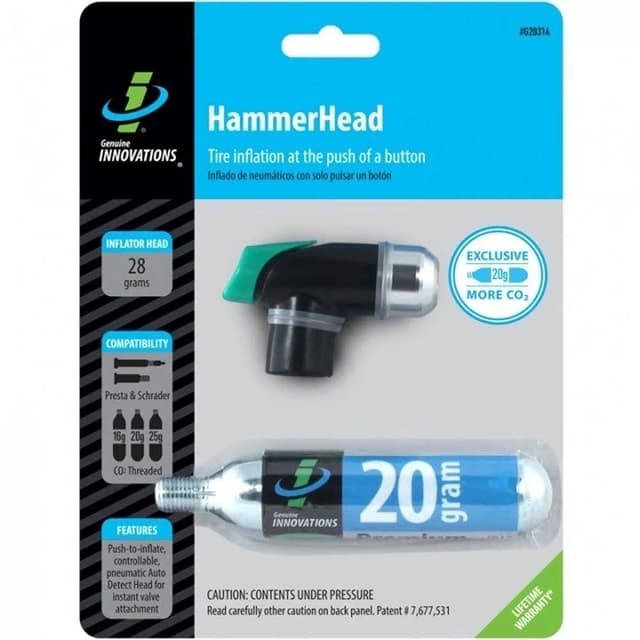 Genuine Innovations Hammer Head CO2 Inflator with Cartridge 20g