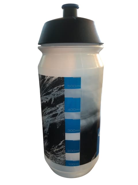 Schwalbe 500ml Transparent Water Bottle - Mountain Design with Black Cap