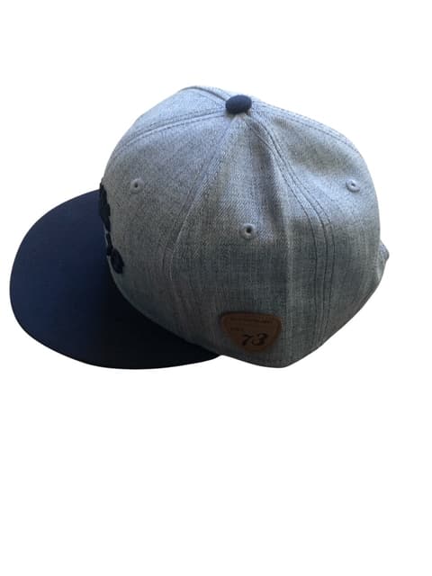Schwalbe Vintage Snapback Cap - Grey & Blue with Embroidered Schwalbe 73 Logo