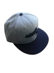 Schwalbe Vintage Snapback Cap - Grey & Blue with Embroidered Schwalbe 73 Logo